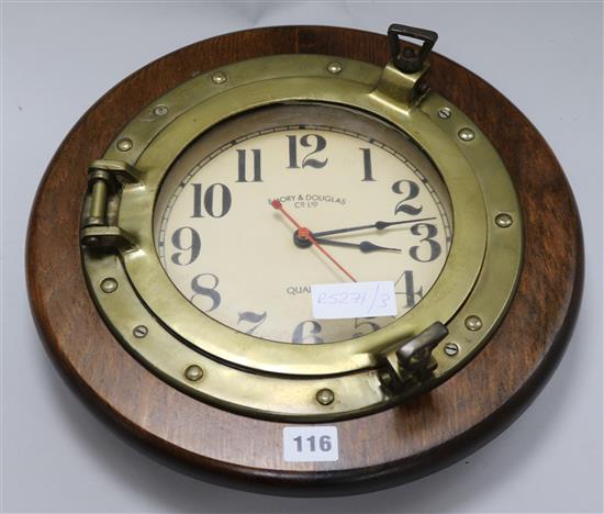 An Emory & Douglas porthole timepiece 36cm